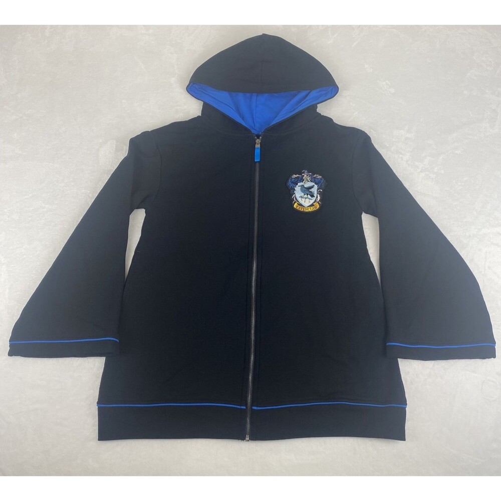 Harry Potter Ravenclaw Zip Up Cloak Hoodie Extra Small Black Blue Logo Pockets